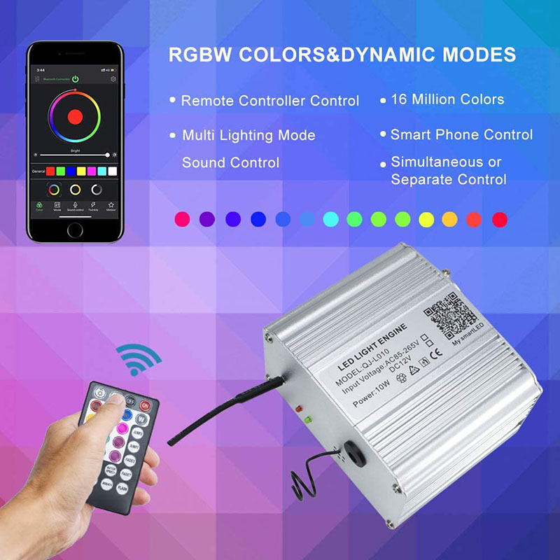 DC12V 10W Bluetooth APP & RF Music Twinkle RGBW LED Fiber Optic Star Ceiling Light Engine DC12V 10W Bluetooth APP & RF Music Twinkle RGBW LED Fiber Optic Star Ceiling Light Engine